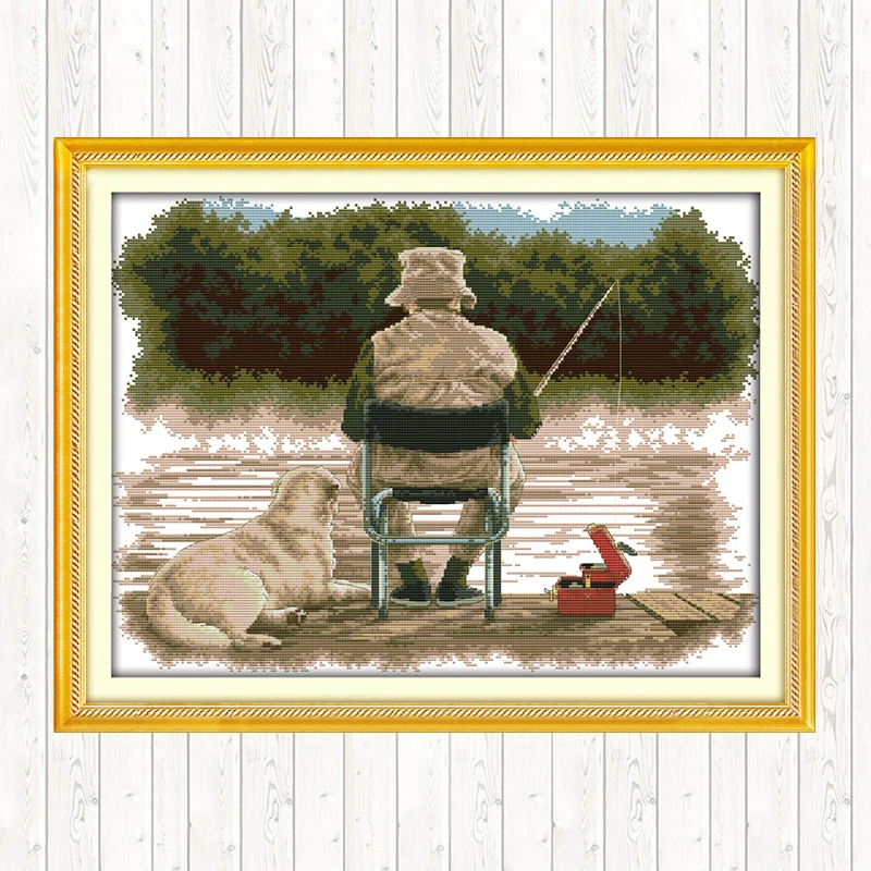 Набор для вышивки крестиком Старик и его собака Настенный комплект домашнего