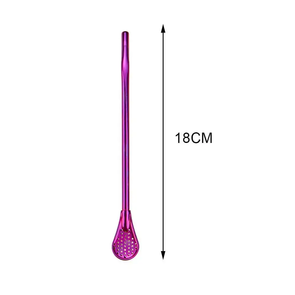 

2021 Steel Filter Straw Spoon 18 Cm Creative Reusable Drinking Flower Milk Tea Juice Restaurant KTV Bar 7 Colors