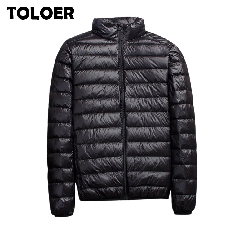 Solid Down Parka Men Winter 2019 Fashion Duck Jacket Mens Ultra-thin Lightweight Slim Coats Male Stand Collar Zipper Parkas Мужская