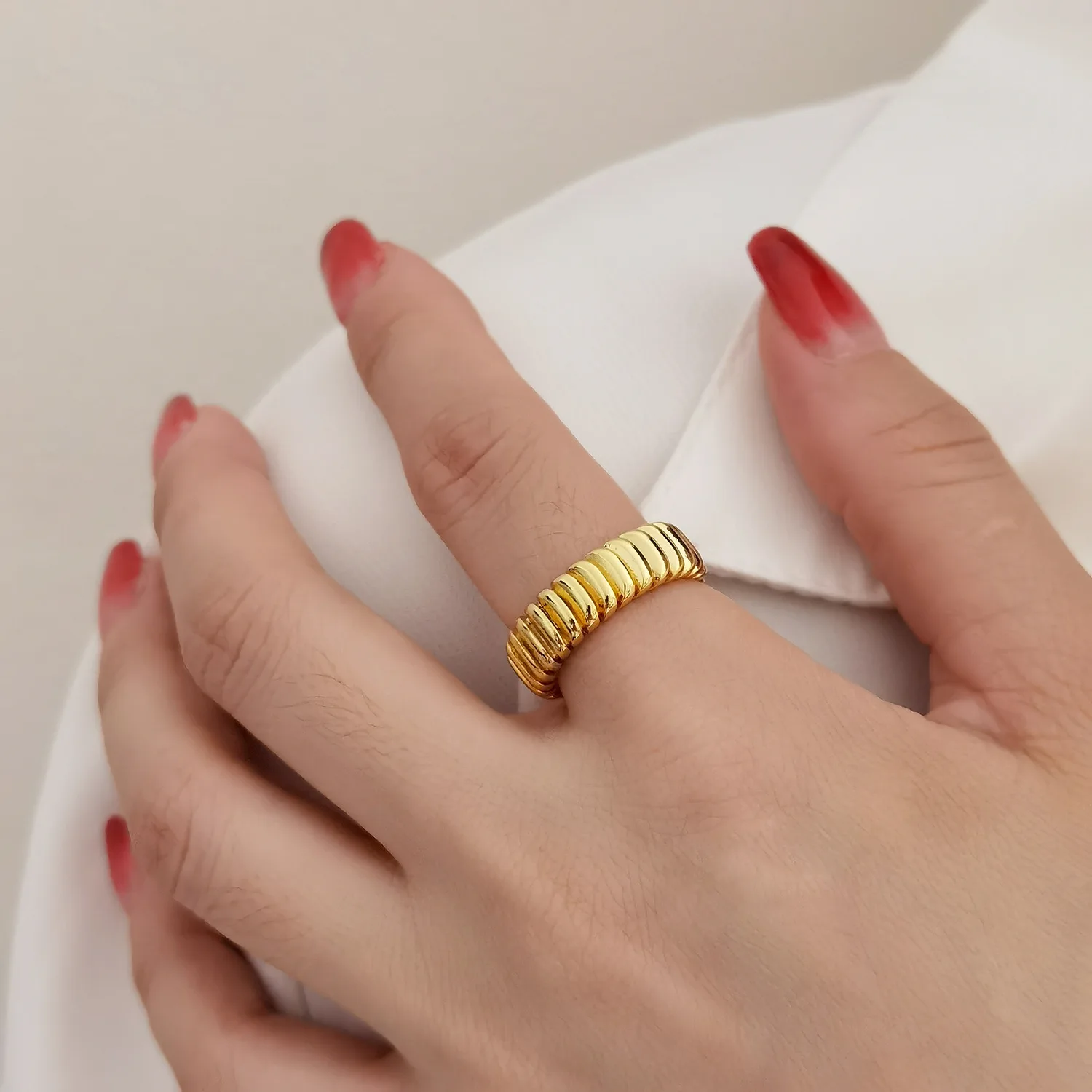 Кольцо женское, регулируемое, из латуни, 18 карат, 2021