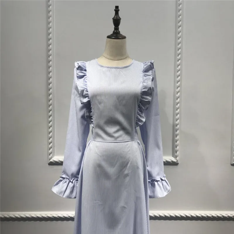 Женское платье с длинными рукавами мусульманское модное оборками большие в