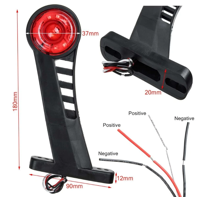 

2pcs 24V 28LED Car Truck Elbow Side Marker Lights Indicator Light White Red Warning Signal Lamp Rear Tail Light for Tra