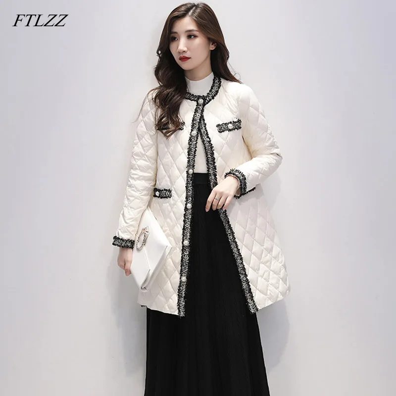 FTLZZ женский ультра светильник 90% пуховик зимняя куртка элегантный тонкий белый