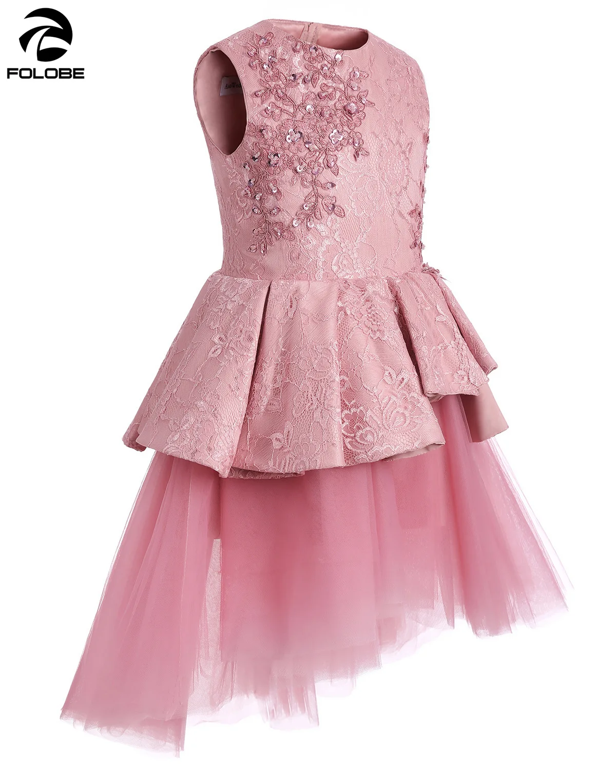 FOLOBE розовые цветочные платья для девочек на свадьбу трапециевидные тюлевые