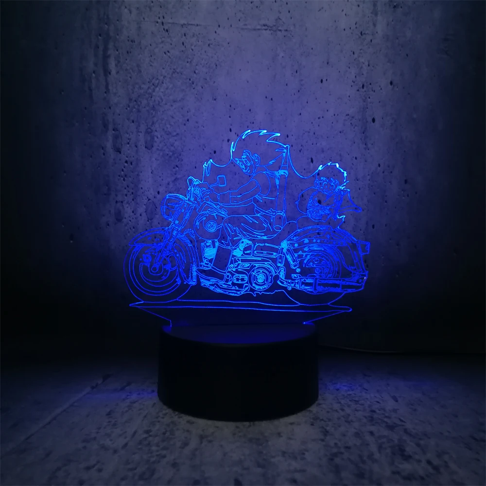 Гоку отец и Готен сын езда Мотоцикл 3D лампа Led ночник подарок на день рождения