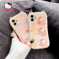 hello kitty cat ear blu ray phone case for iphone13 13pro 13promax 12 12pro max 11 pro x xs max xr 7 8 plus cover