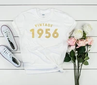 glitter gold 65th birthday t shirt 1956 vintage t shirt can be customized for any year summer casual 100 cotton unisex shirt