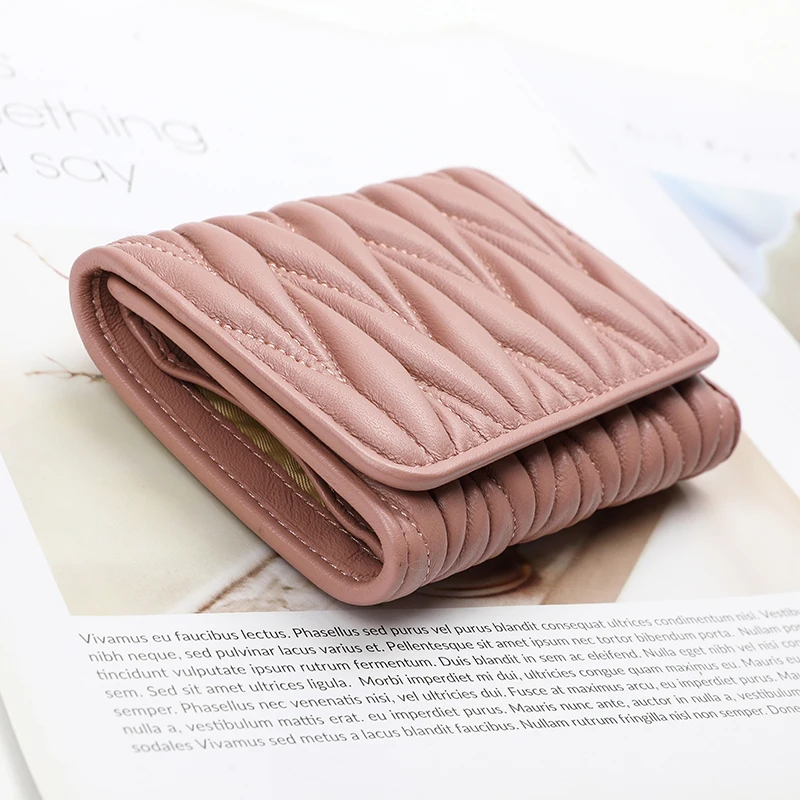 chsanato new fashion women wallets brand designer short wallet purse sheepskin ruffles card holders hasp coin purses hot free global shipping