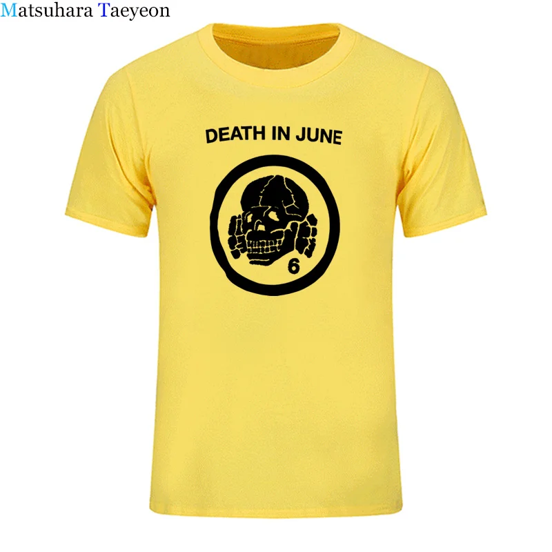 

Death In June 6 Skull T-Shirt Cartoon Character Print T Shirt Men Summer Short Sleeve Cotton Shirts Funny Tops Tees