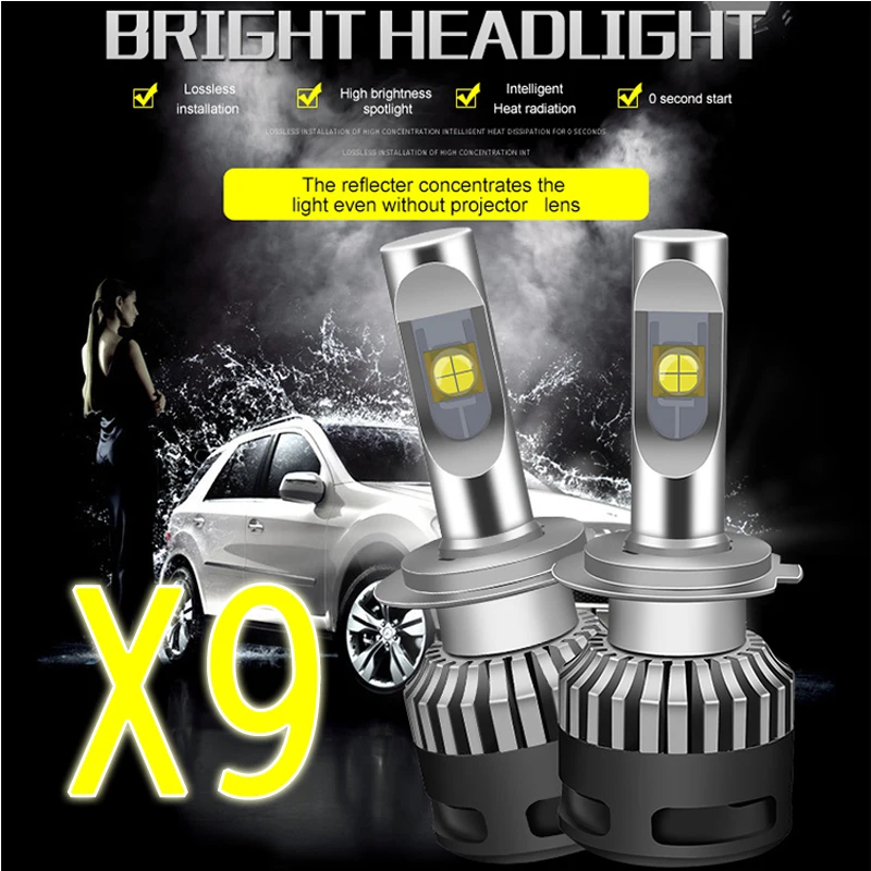 X9 Автомобильный светодиодный фары для H7 H8 H9 H11 9005 9006 9012 D1 D2 D3 D4 H4 H13 9004 9007 мини