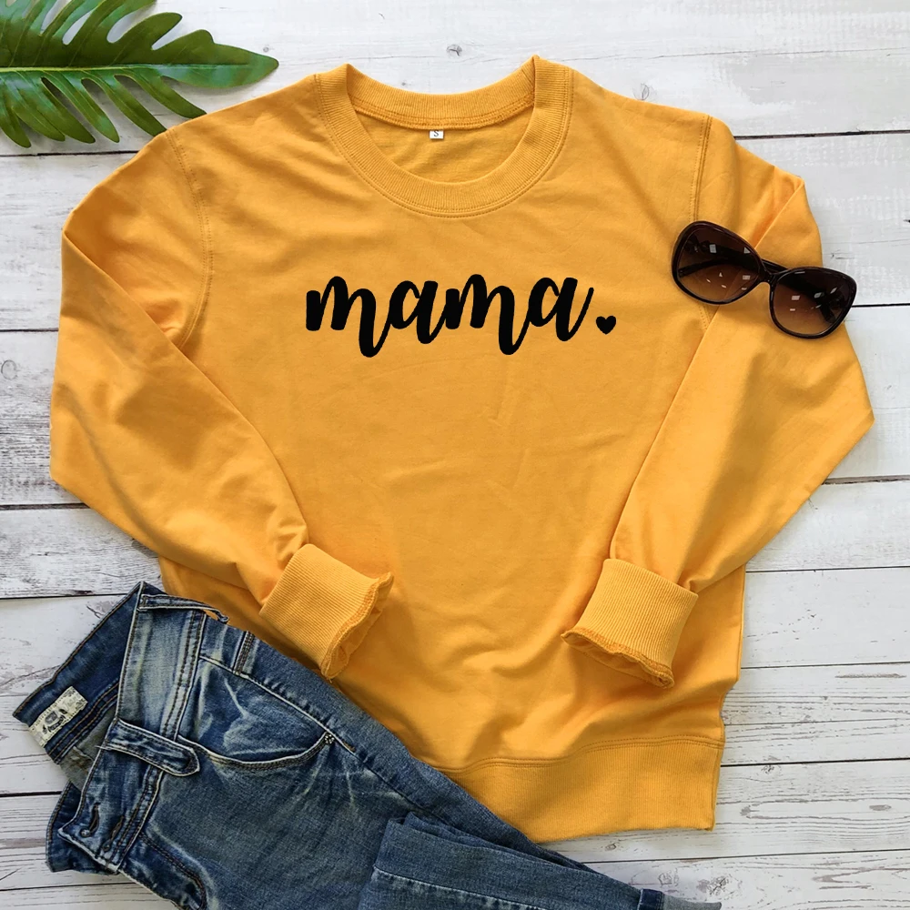 Mama Heart 100% хлопок свитшот Повседневный Женский с длинным рукавом графический для