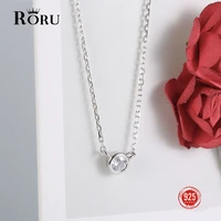 real 100 925 sterling silver necklace simple clear cz zircon necklace for women wedding band engagement jewelry