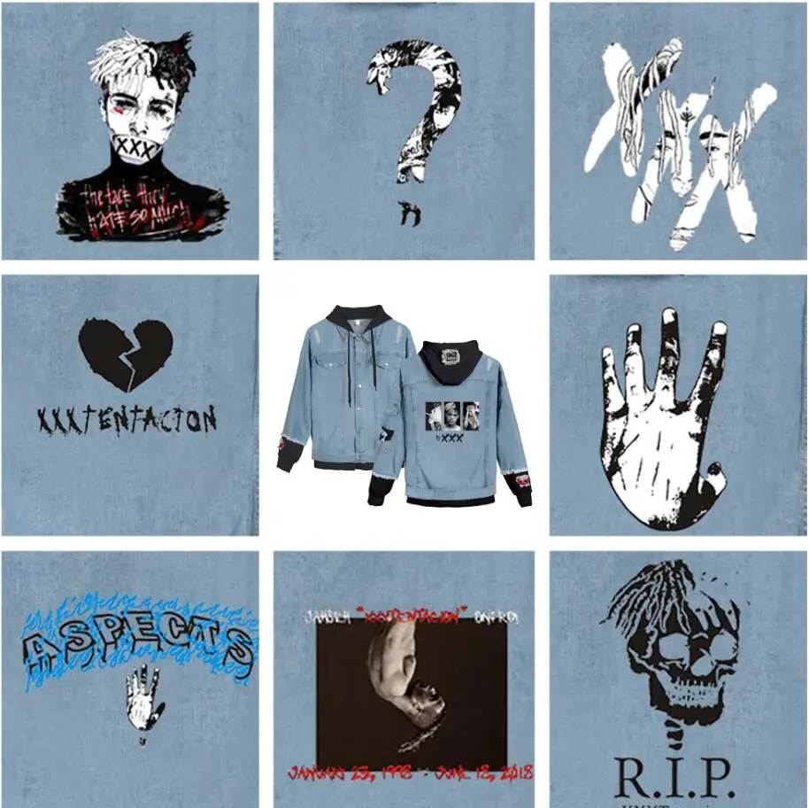 

Xxxtentacion Denim Jacket Hip Hop Fashion Streetwear Hooded Denim Jacket Men Women Hooded Coat RIP Lil Peep Xxxtentacion Hoodies