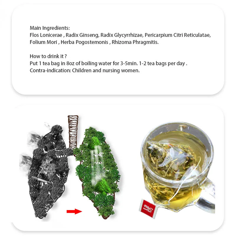 2 packs Chinese herbs Hot selling Lung Detox Tea Traditional Healthy Help to Anti Virus Herbal Drink for Health Care | Красота и