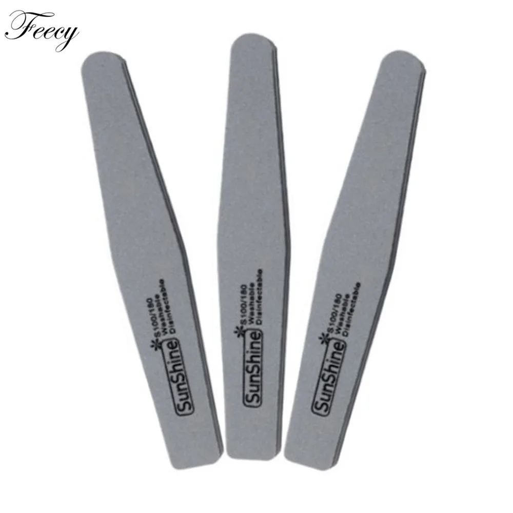 NF0301 Gray 3pcs Пилочка для ногтей с буфером, двусторонняя пилочка для ногтей с буфером, 100/180, триммер, липовый буфер, инструмент для нейл-арта, инструмент для нейл-арта - Цвет: NF0301 Gray 3pcs