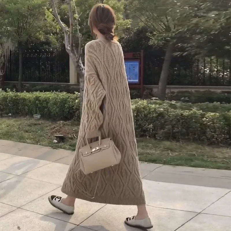

Winter Thick Long Cardigan Knitted Sweater Long Sleeve Female Jumper streetwear Cardigan Sweater D704