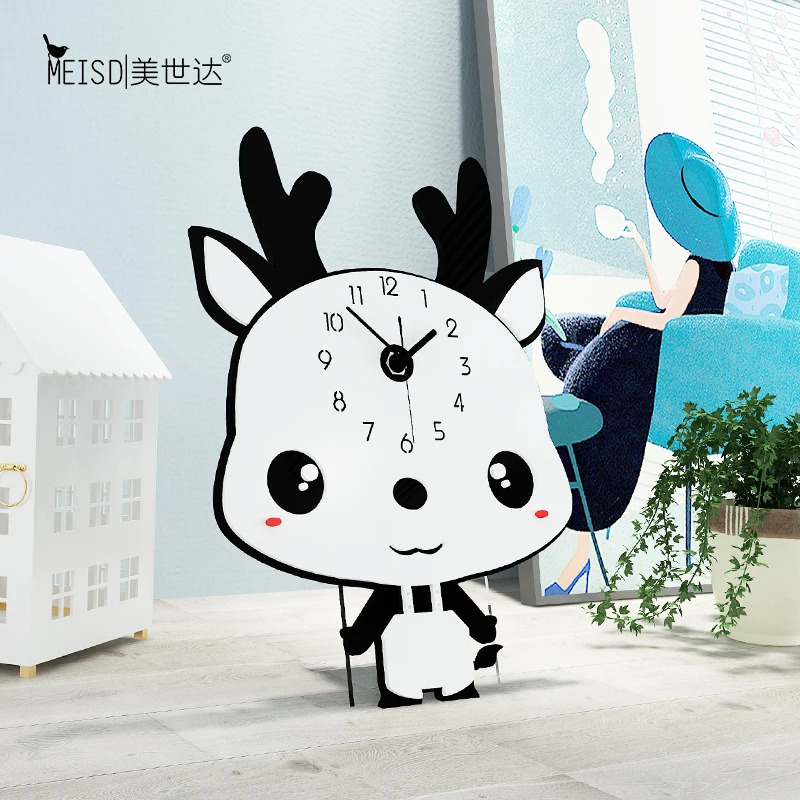 Лося аниме Настольные часы Современный дизайн настольные Акриловые 3D домашний