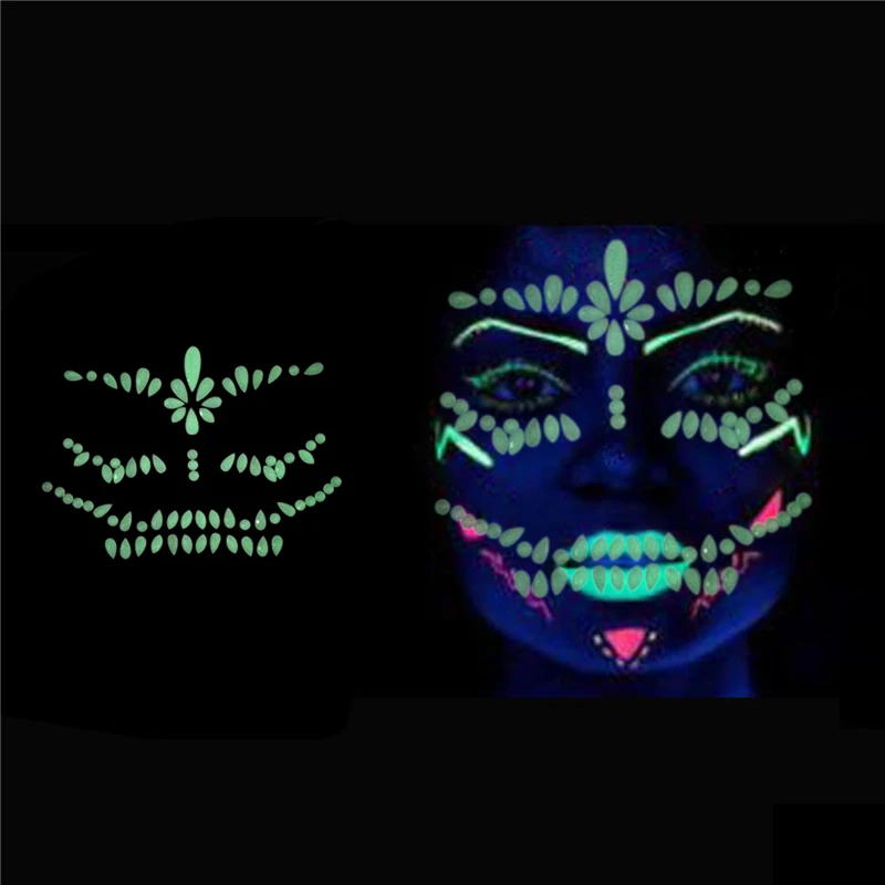 1 шт. Светящиеся в темноте драгоценные камни для лица временная татуировка ночной