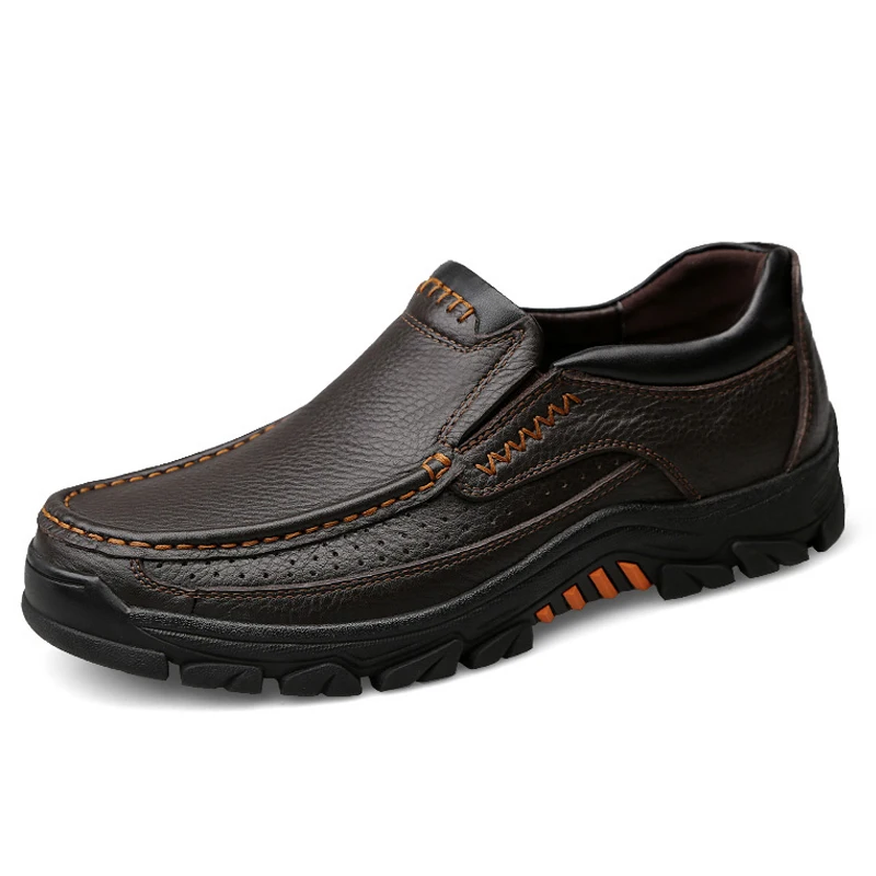

Genuine Leather Shoes Men Loafers Soft Cow Leather Men Casual Shoes 2020 Bussiness Black Brown Male Footwear Slip-on Men flats