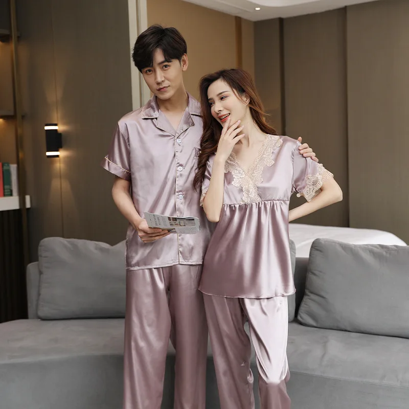 Pyjama Homme Mens Sleeping Pajamas Mens Short Pyjamas Silk Pajamas Set Men 21-461