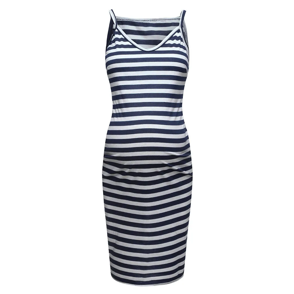 

Summer dress Maternity Sleeveless Striped Clothes Print Breastfeeding Sundress Pregnancy Dress mothers clothing 2020