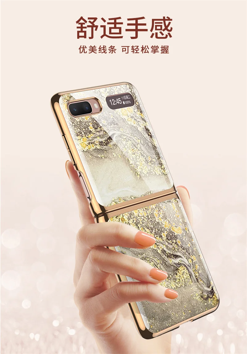 plating marble tempered glass phone case for samsung galaxy z flip 5g case full protection shockproof cover foldable funda free global shipping