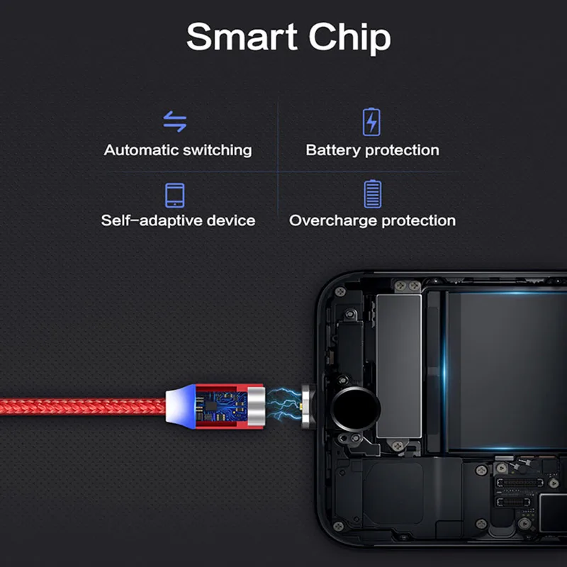 FLOVEM Магнитный кабель Micro usb type C USB-C кабель 1 м 2 м светодиодный короткий usb кабель для зарядки магнитное зарядное устройство круглый разъем для iPhone XR