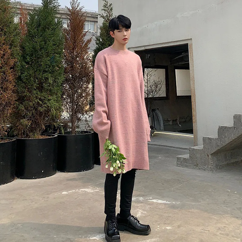 Мужские осенние зимние свободные повседневные пуловеры длинный свитер Мужская