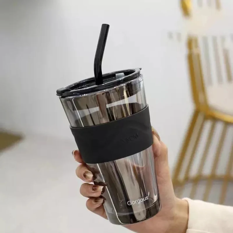 

Стеклянные соломинки North Lights, чашки, чашка для молока, чая с крышками и соломинки, кружка для завтрака и кофе, посуда для напитков, стеклянная ...