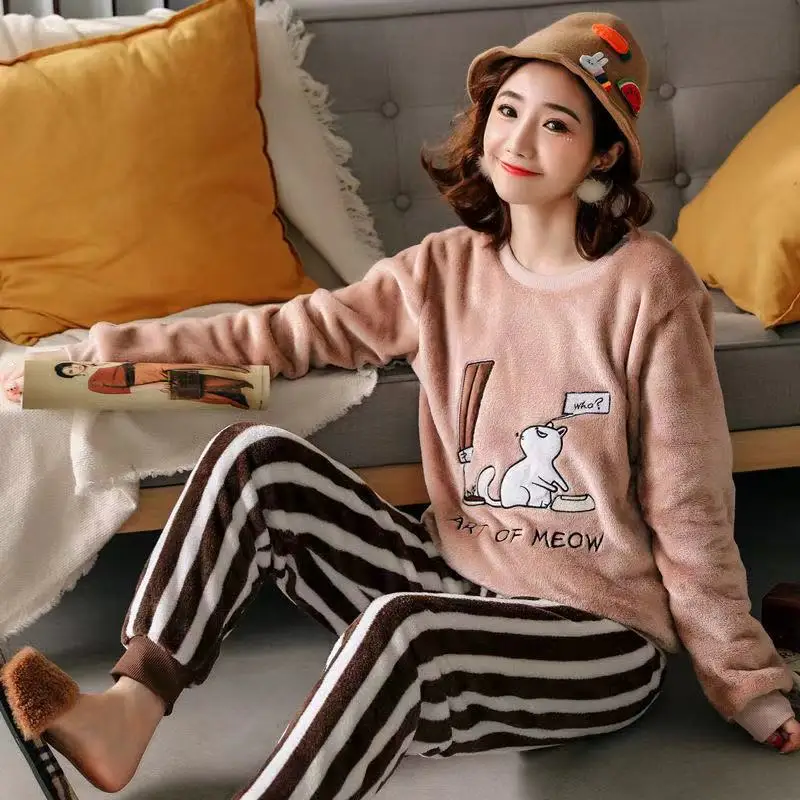 

Women's Pajamas Set Autumn And Winter Ladies Pajamas Flannel Long-Sleeved Pajamas Women Pajamas Cute Animal Women's Home Service