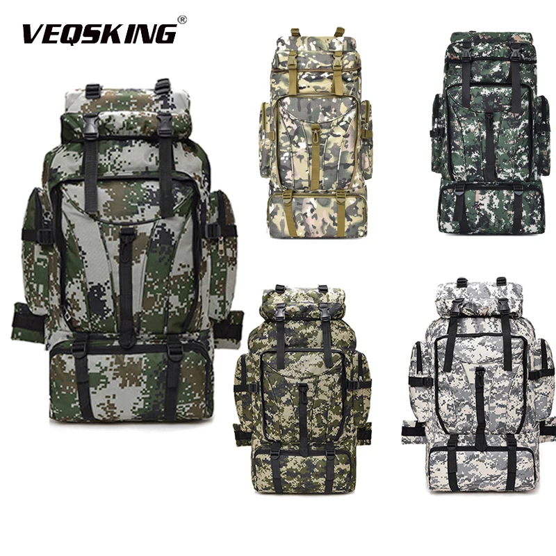 

Военный Рюкзак для альпинизма 70 л, износостойкие спортивные сумки для походов и кемпинга, дышащий Камуфляжный дорожный рюкзак унисекс