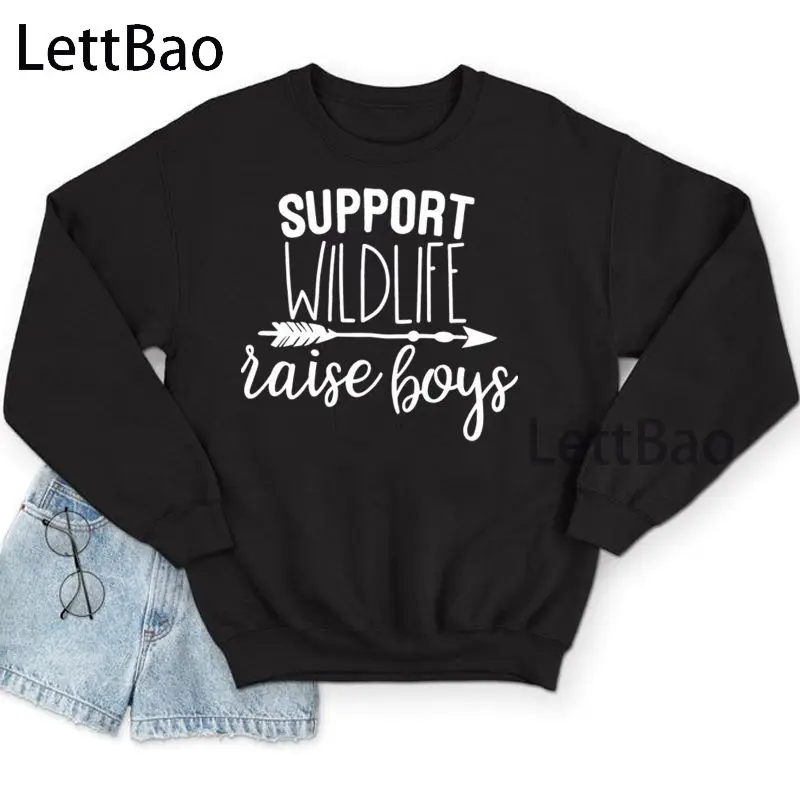 

Support Wildlife Raise Boys Spring/Autum Sweatshirts Women Casual Loose Long Sleeve Hoodies Letter Graphic Vintage Pullovers