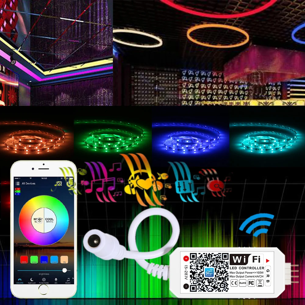 Мини RGB Wifi умный контроллер диммер выход 3 канала работает с телефоном 16 миллионов