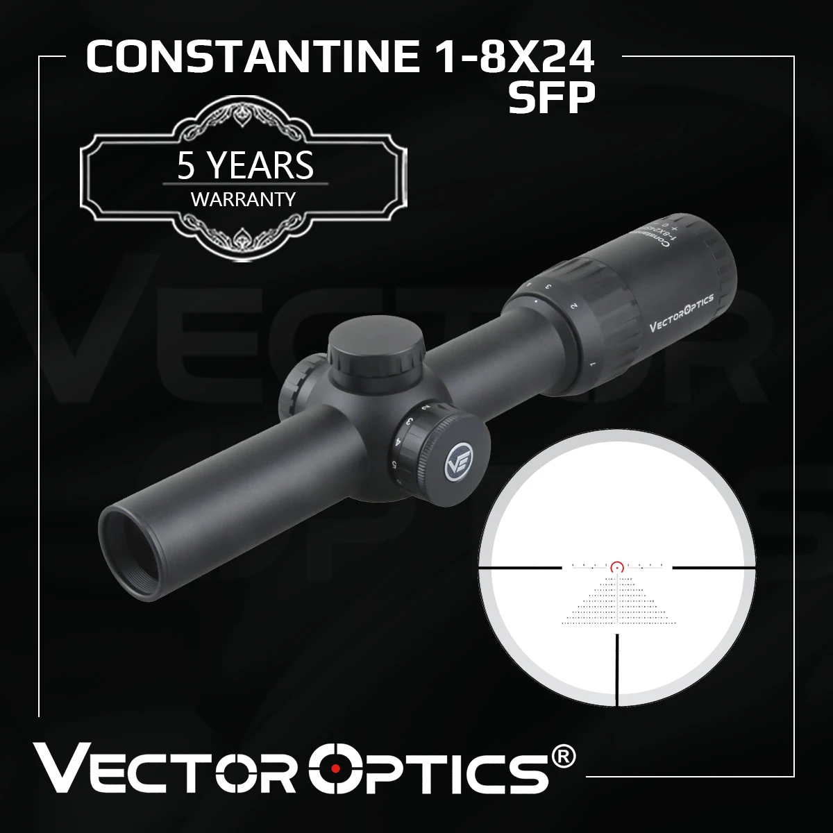 

Vector Optics Constantine 1-8x24SFP Rifle Scope Sight IPX6 Wide Field of View True 1xPower For Hunting Sporting Competition .338