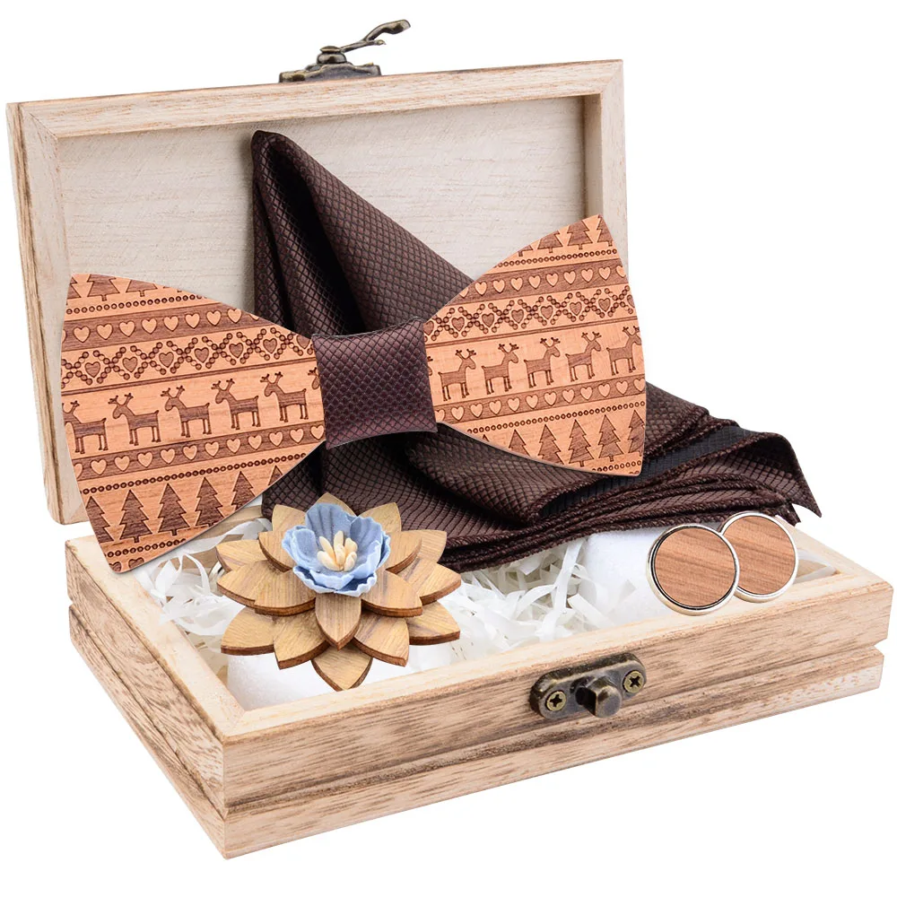 Новый резной деревянный галстук-бабочка для мужчин ручной работы Подарочная