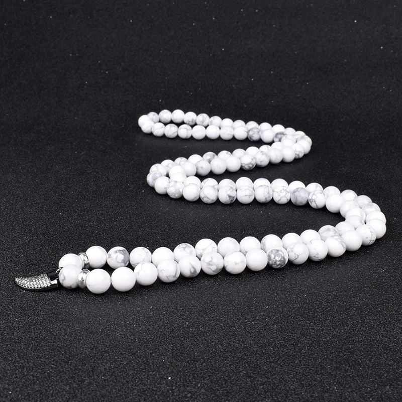 Модное ожерелье 108 Mala Beads женские натуральные белые бирюзы медитация Йога рейки