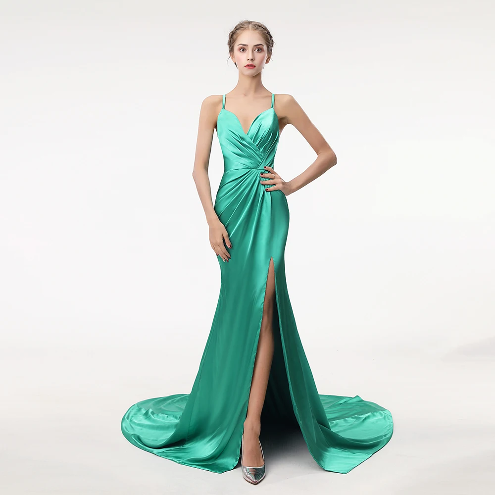 Вечерние платья без рукавов с юбкой годе длинные вечерние боковым разрезом для