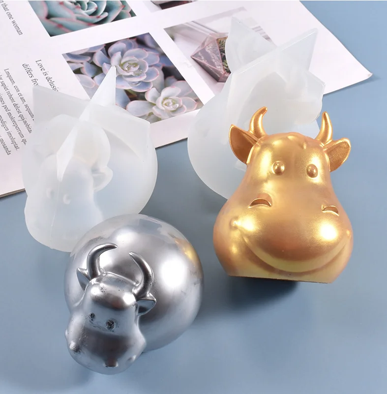 Aouke 3D Ox Head для ручной лепки DIY сделай сам милый год талисман торт выпечка