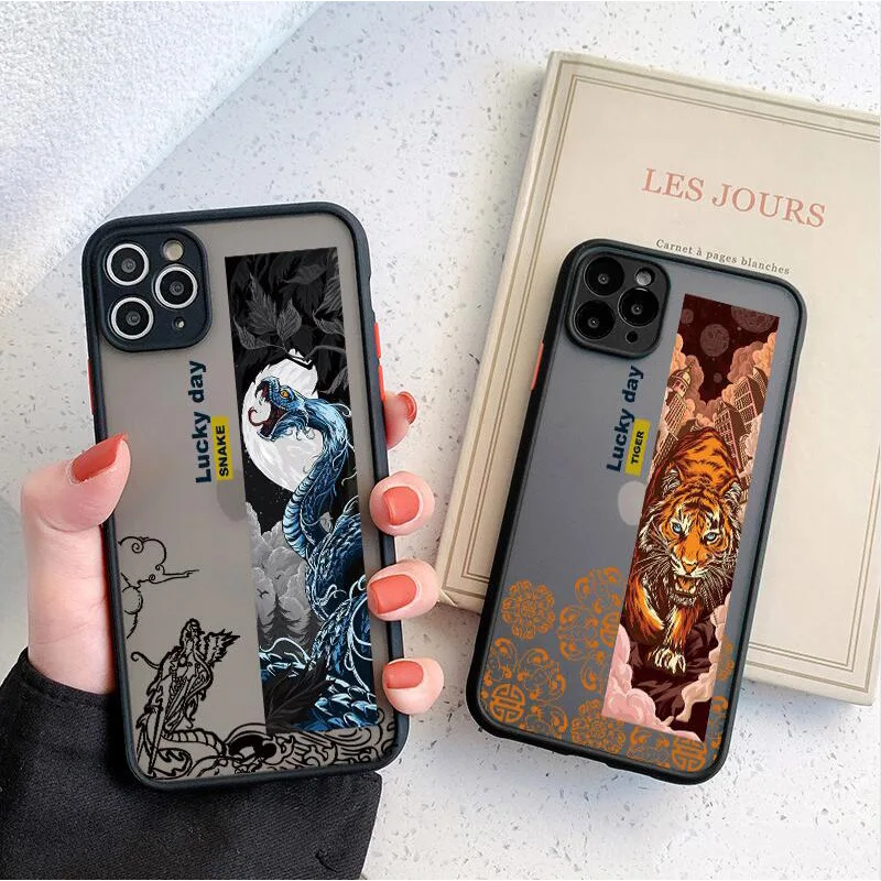 

PUNQZY Anti-Fall Painted Cartoon Phone Case For iPhone 13 11 Pro 12 XR X XS MAX 7 8 6 Plus Cute Skin Feeling All-Inclusive Cover