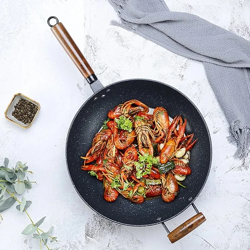 

Maifan Stone Non-stick Pan Without Oily Smoke Cookware Wok Non-stick Pan Pan Wok Wok Gas Induction Cooker General Cast Iron