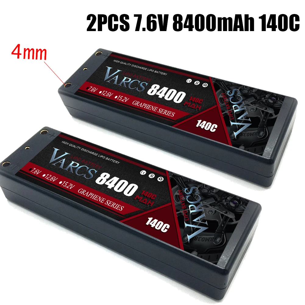 

2PCS VARCS Lipo Batteries 2S 7.6V 8400mAh 140C/280C HardCase for RC 1/8 /10 Car Off-Road Buggy Truck Boats Drone salash Parts