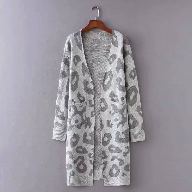 

Women Clothes 2019 Autumn and Winter Clothes Women Leopard Slim V-neck Cardigan Women Sweater Women Casaco Feminino