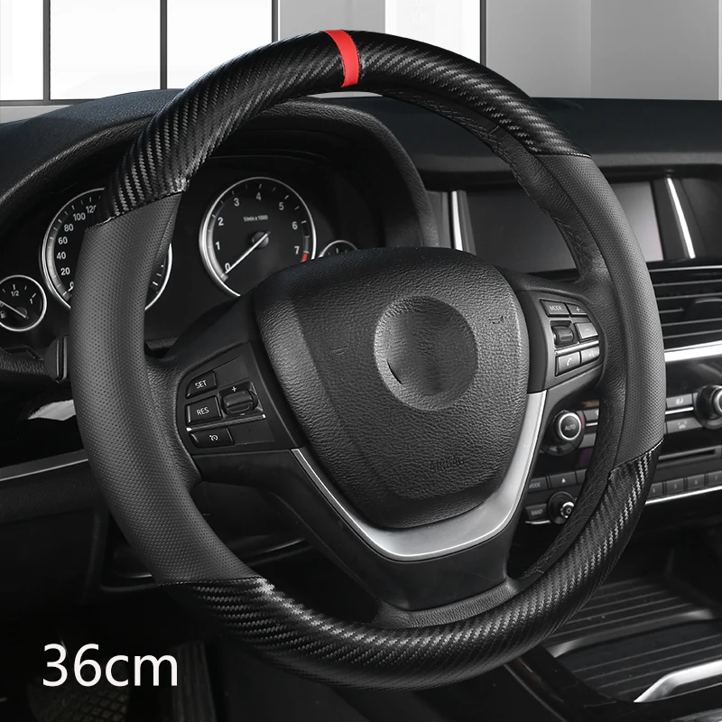 36cm leather carbon fiber car steering wheel cover size s for honda civic ciimo jade suzuki alto nissan juke auto accessories free global shipping