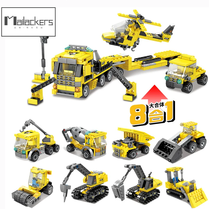 

City Buildings Engineering Heavy Cargo Transportation High-tech Dump Truck City Construction Vehicle Building Blocks Toys Gifts