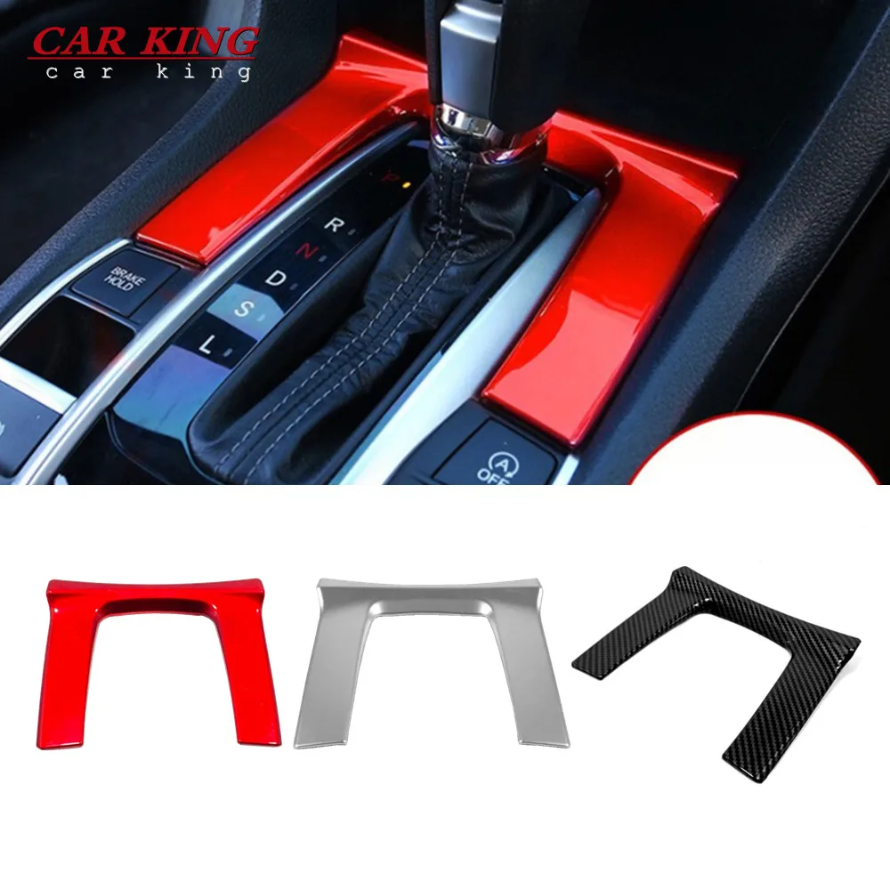 

ABS Carbon fiber interior control gearshift panel decoration stickers modification Accessories For Honda Civic 10th 2016-19 2020