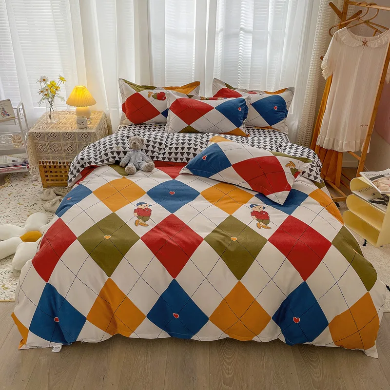 

Модный комплект постельного белья для взрослых и детей, двуспальный размер, простыня, наволочки, пододеяльник, домашний текстиль