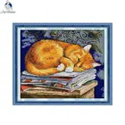 Набор для вышивания крестиком с животным узором сделай сам, кошка ждет, Aida 11CT 14CT, набор для подсчета и штамповки, наборы для шитья, домашний декор, подарки