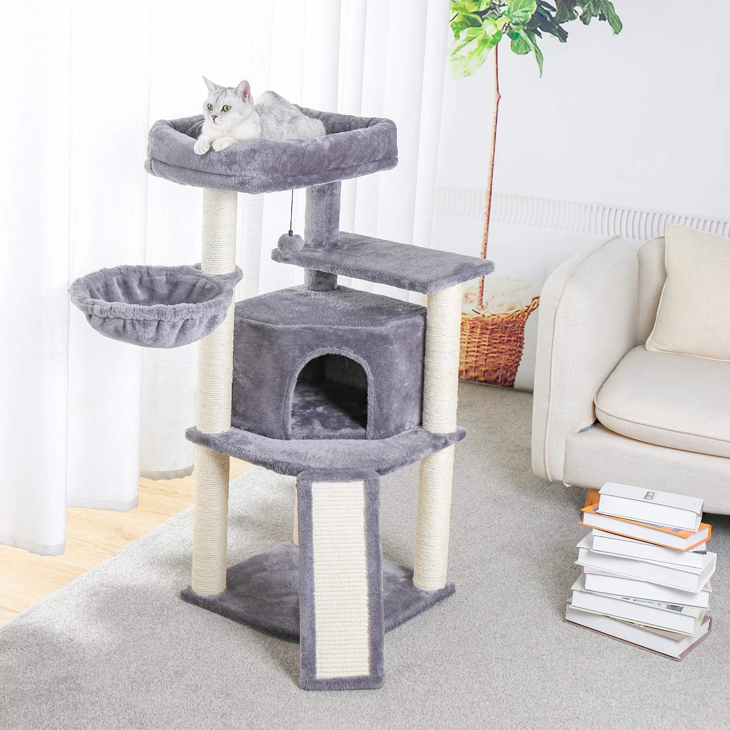 Torre de árbol para gatos y mascotas, rascador para casa, postes para rascar, juguete de escalada, muebles de protección