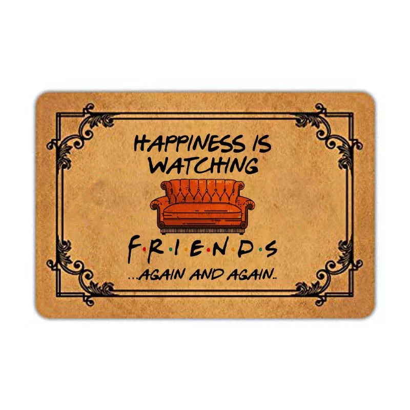 Happiness is watching tv Show friends коврик для двери резиновый нескользящий входа напольный