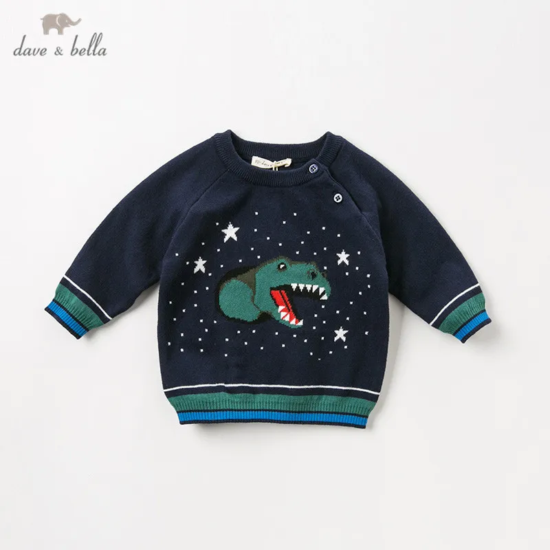 DB12327 dave bella autumn winter knitted sweater infant baby boy long sleeve pullover kids toddler tops children | Мать и ребенок